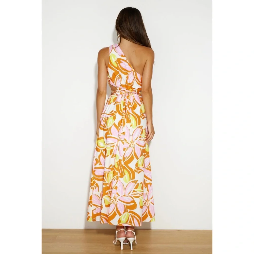 Hello Molly Orange & Pink One-Shoulder Floral Maxi Dress - Picture 3 of 5
